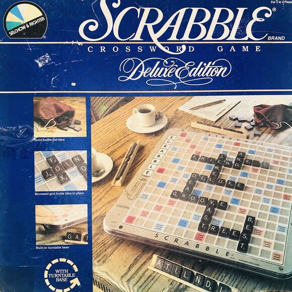 SCRABBLE Deluxe Ed Game Selchow Righter 1987 Turntable VINTAGE *One Tile Missing - Picture 14 of 16